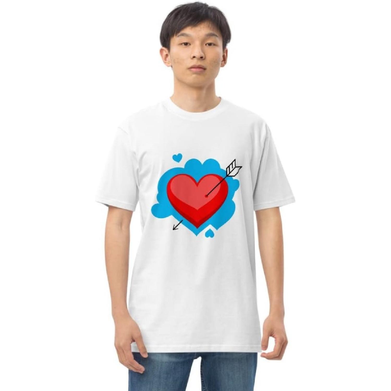 Valentine s Day Heart Cupid Arrow Men’s Premium Heavyweight tee Shirt Cute Idea for Boyfriend Husband S