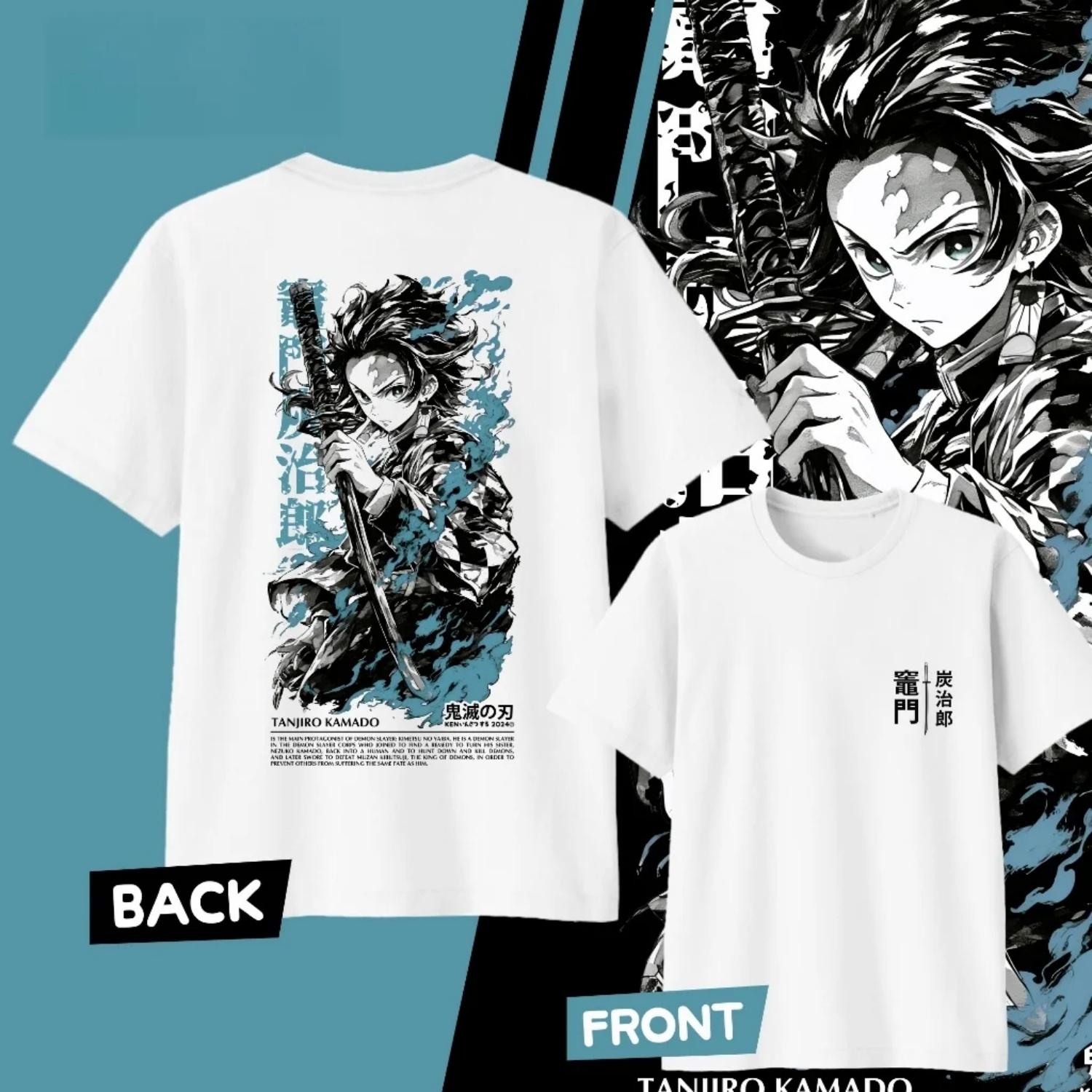

2026 Fashion Demon Slayer Anime Tanjiro Kamado Y2k Graphic Comfortable TShirt Men Women High Quality Japanese Summer Clothes S чёрный