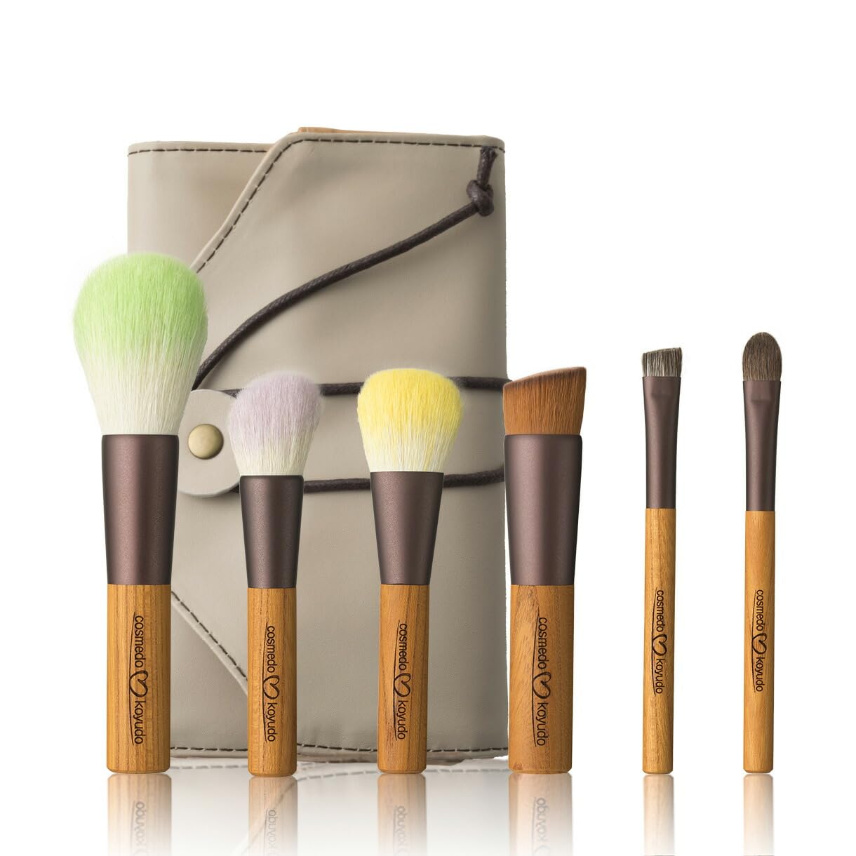 

x Kumano Brush Makeup Brush Set of 6 Case Natural Taste Series [Cosmedo Koyudo] + NG-067AC
