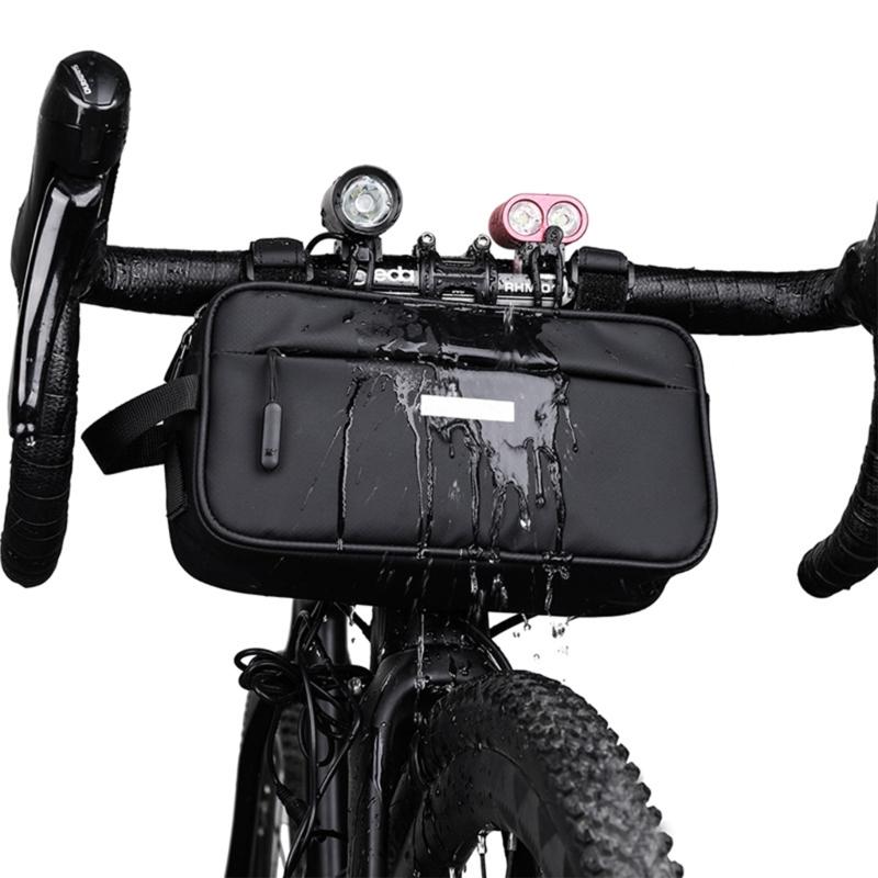 Large Capacity Polyester Bicycles Handlebars Bag Fashionable Green Bike Front Bag for Easy Storage Of Cycling Essential