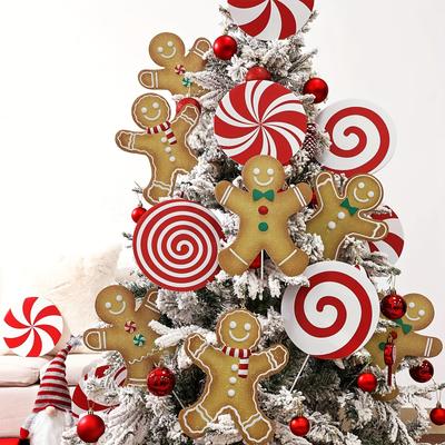 Grandi Ornamenti per Albero di Natale Uomo di Pan di Zenzero, Decorazioni Rustiche in Plastica Pan di Zenzero, per Casa Vacanze, Decorazione Vaso Ufficio
