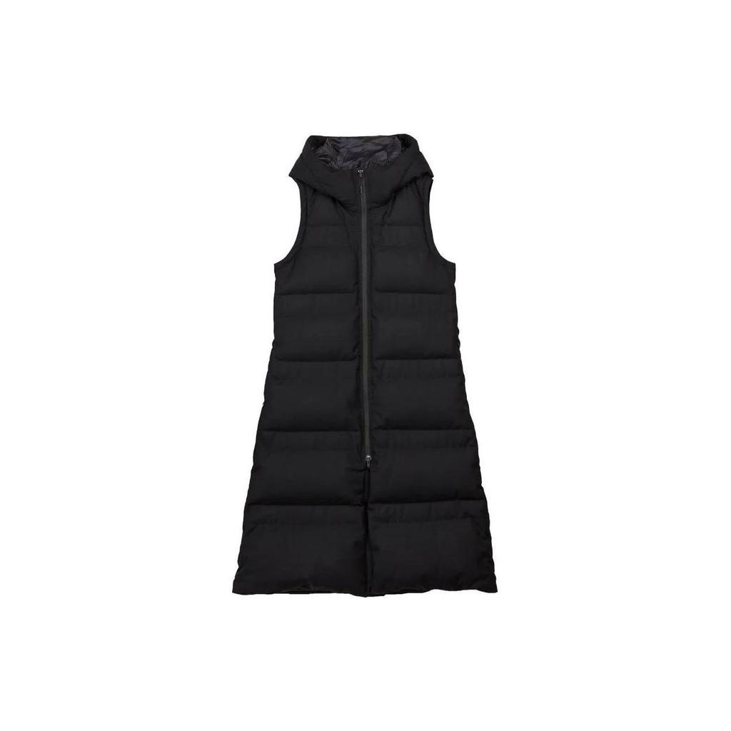 Y-3 FW22 Solid Color Quilted Hooded Sleeveless Vest Women Vests Black HN4316
