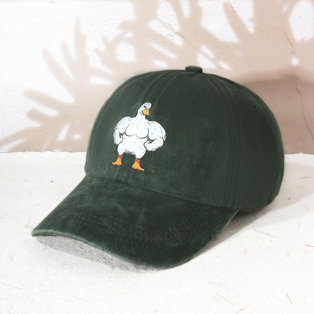 Embroidered Baseball Cap, Casual And Fashionable Urban Style Duckbill Cap Muscle Goose Pattern All-Match Trendy For Daily