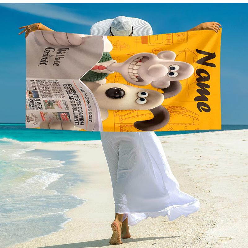Personalized Customized Proof Beach Towel with Wallace and Gromit Pattern - Soft, Absorbent,quick-drying,perfect Swimming,camping&bathing