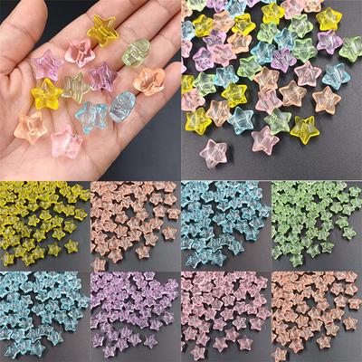 Transparent Bunt 10 Stück Schmuckherstellungszubehör Acrylharz Glitzer Große Sternperlen Kinderspielzeug Loch auf der Rückseite für Haarringzubehör
