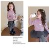 Girls' Fleece-Lined Long-Sleeve T-Shirt - Autumn/Winter Semi-High Collar Top