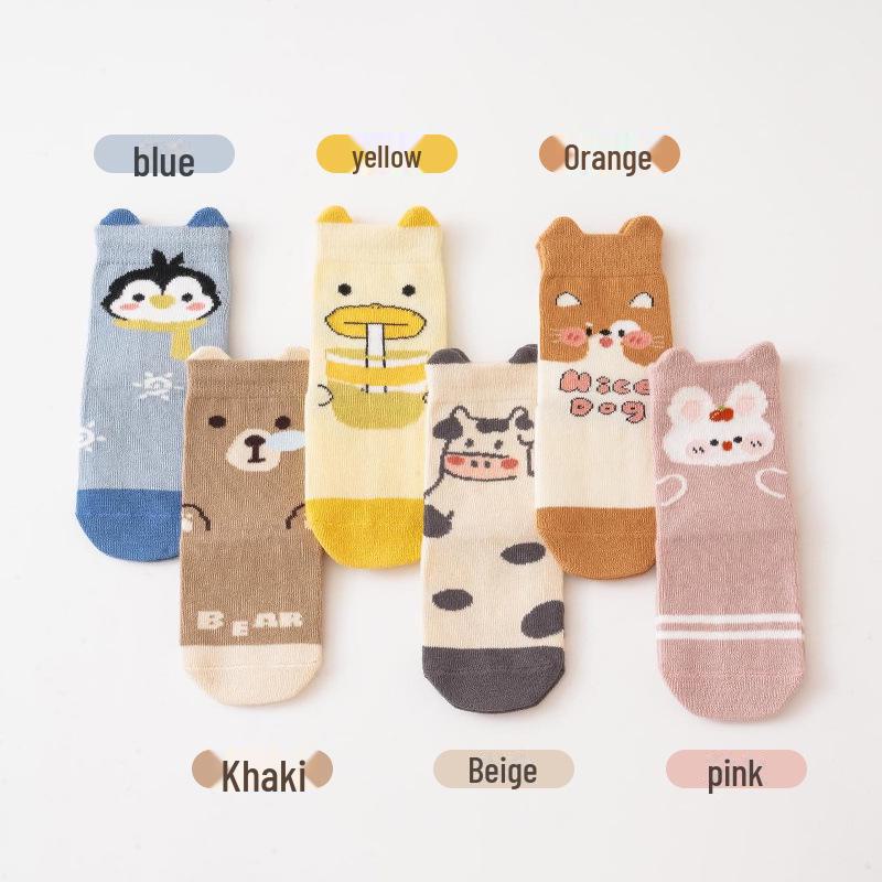 

2025 Детские носки с ушками животных из мультфильмов: Милые хлопковые носки без застежки для мальчиков и девочек M (1-3 years)