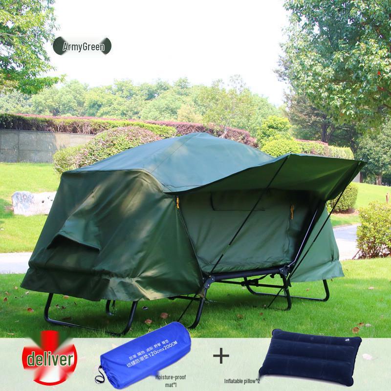 Double Layer Stormproof Outdoor Tent for Two - Rainproof, Thickened, Off-Ground, Perfect for Camping, Cold Weather, and Fishing