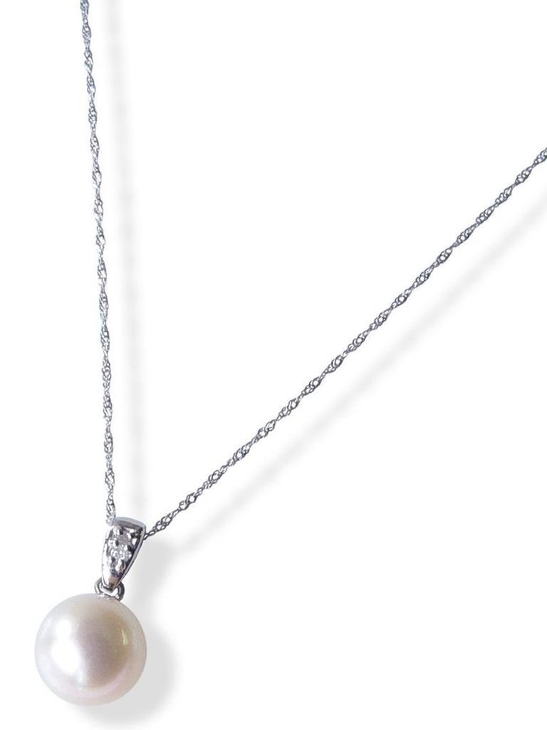 and My Jewelry Genuine Akoya Pearl Pendant Necklace with a Pure Japanese Pearl and an Diamond Made in Japan Wrapping [Your Box] Platinum-Framed 8.5mm