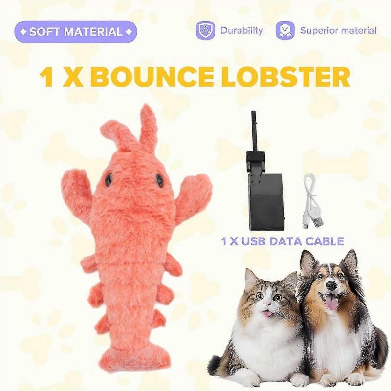 Floppy Lobster Dog Toys Plush Jumping Lobster Interactive Toy, B