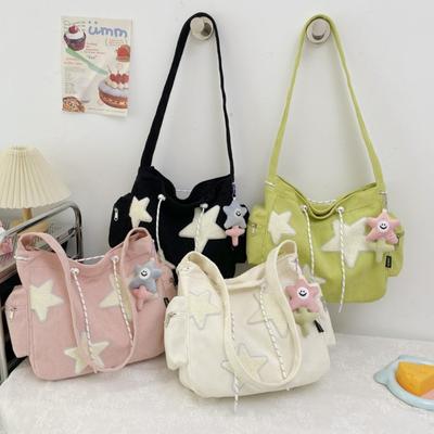Women Fashion Corduroy Crossbody Bag Girl Simple Shoulder Bag Ladies Large Capacity Handbags