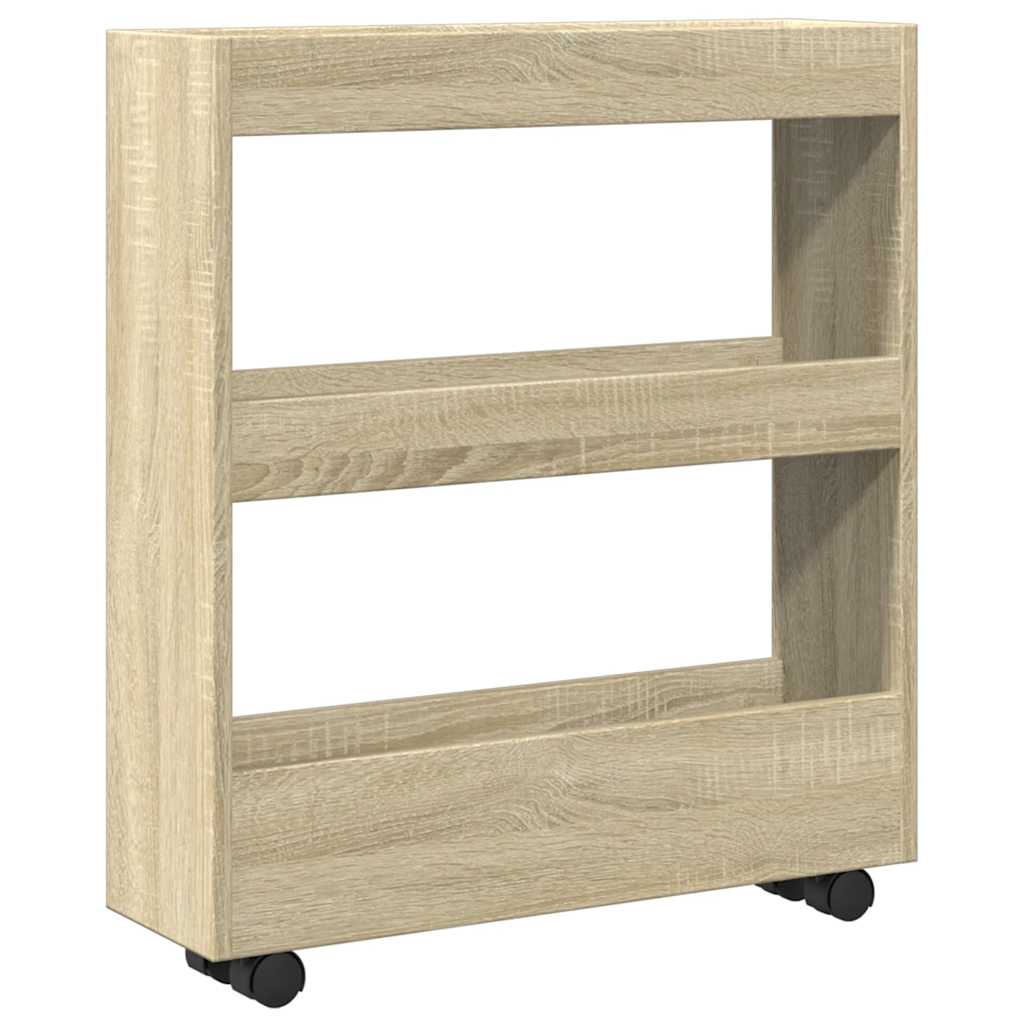 Narrow Storage Cart 3 Tiers Sonoma Oak Engineered Wood