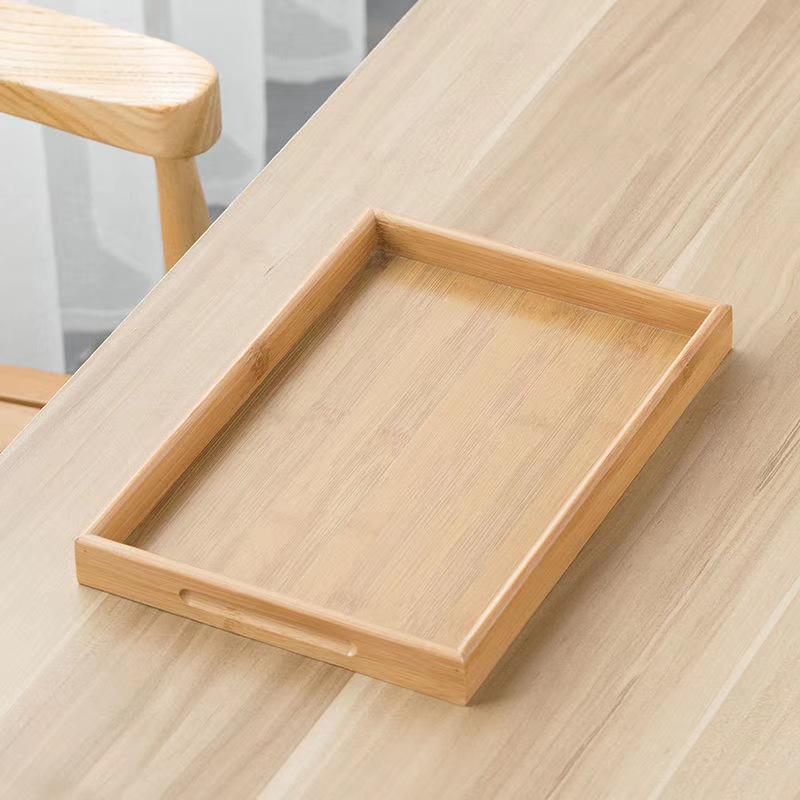 Melamine Bamboo Round Tea Tray for Kung Fu Tea Set - Small Dry Board with Water Storage
