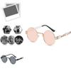 Unisex Retro Round Sunglasses With Lightweight Metal Frame For Uv Protection**