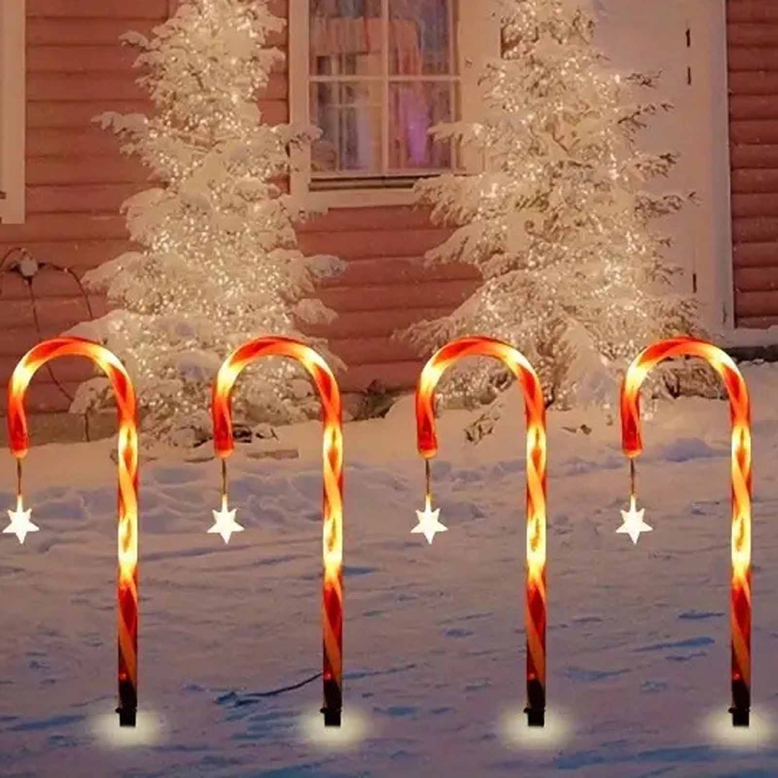 

Solar Christmas Star & Candy Cane Lamp – Outdoor Ground Insert Light for Garden, Festival & Holiday Decoration S