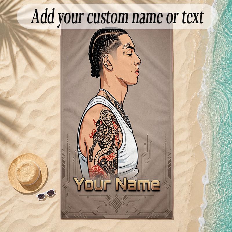 Beach TowelCentral Cee Custom Name Text Personalized Soft Towel for Beach Pool Indoor Home Decor Gift