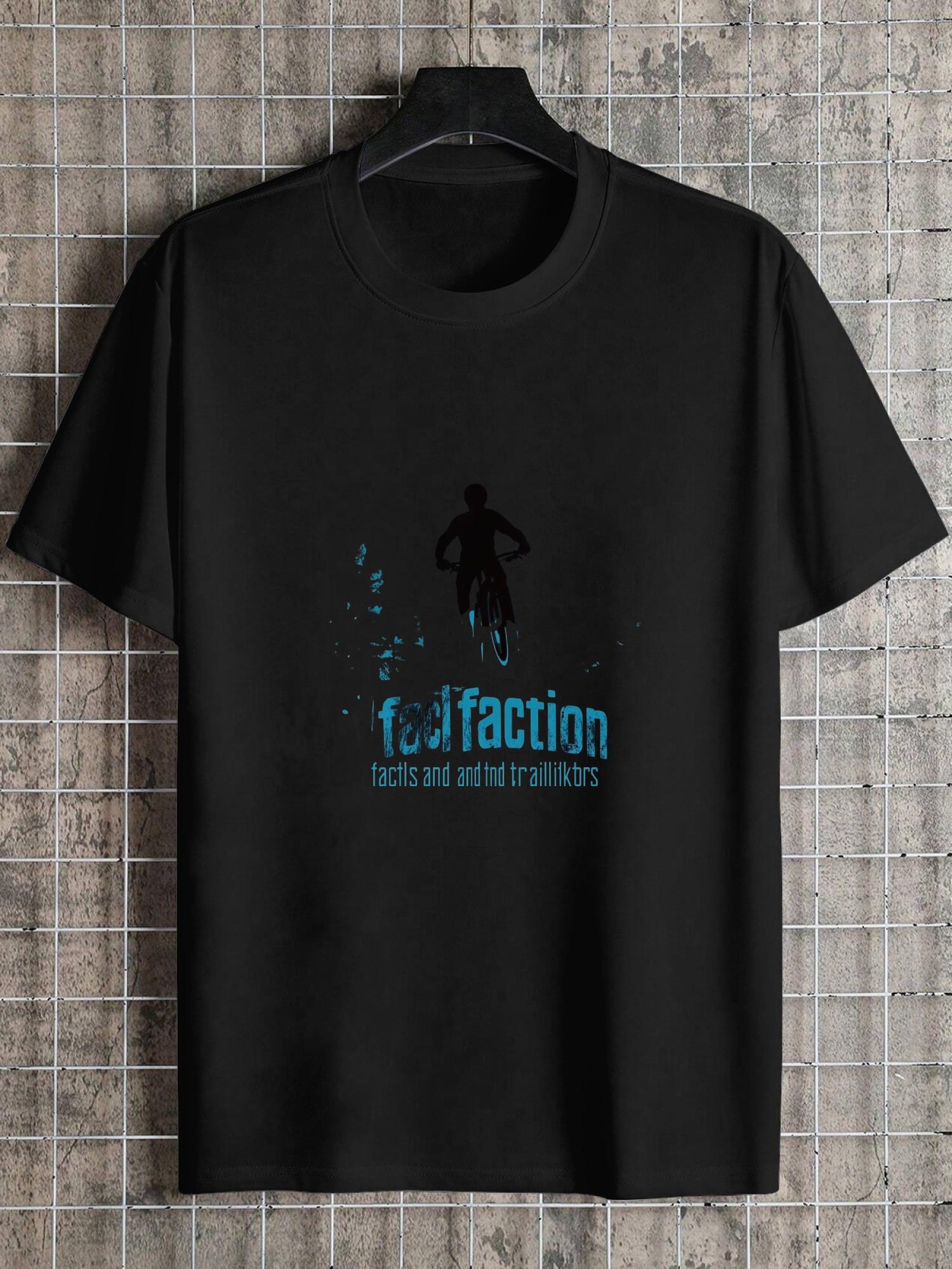 1pc Futuristic Mountain Bike Silhouette Graphic T-shirt - 180g Cotton Crew Neck Short Sleeve XXXL