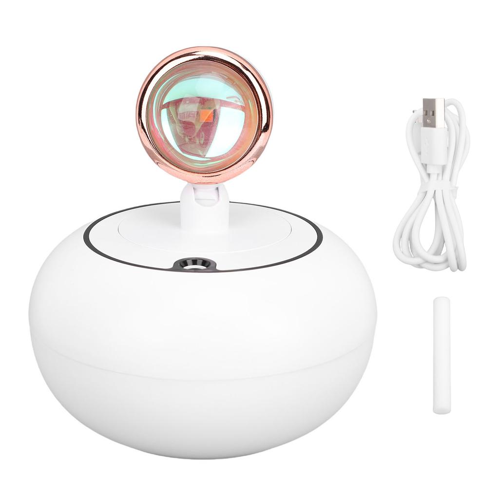 Air Humidifier with Sunset Lamp Water Replenishment USB Powered Desktop Humidifier for Home and Car White