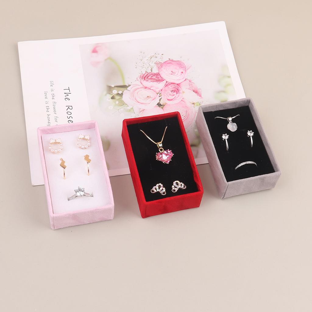 12pcs Velvet Jewelry Set Gift Box Ring Necklace Bracelets Earring Gift Packaging Boxes With Sponge Inside Rectangle