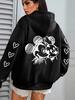 Disney Simple Hoodie - Mickey Minnie Mouse Cartoon Design Fall Ladies Pullover Casual Casual Hoodie Cartoon Graphic Hoodie