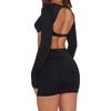European and American Women's Clothing Punk New Arrival 2024 Summer Sexy Bikini Long Sleeves Open Back Shoelace Sheath Skirt Outfit