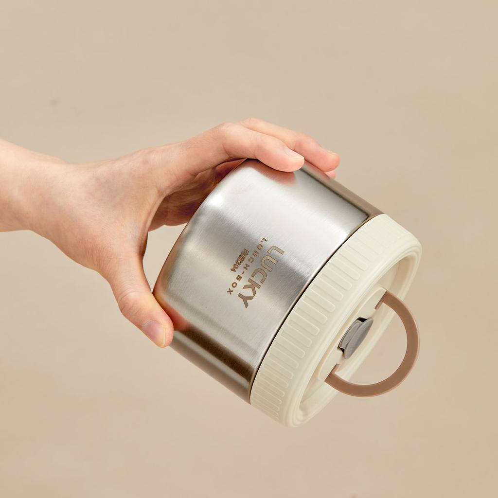 304 Stainless Steel Vacuum Thermal Lunch Box With Handle Portable Leak Proof Insulated Bento Box For Students Adults