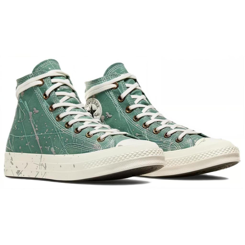 Converse Chuck 70 High Paint Splatter - Admiral Elm Green Unisex Sneakers Herby Egret A06540C
