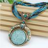 Vintage Bohemian Necklace Alloy Round Pendant Necklace New Pendant Necklace