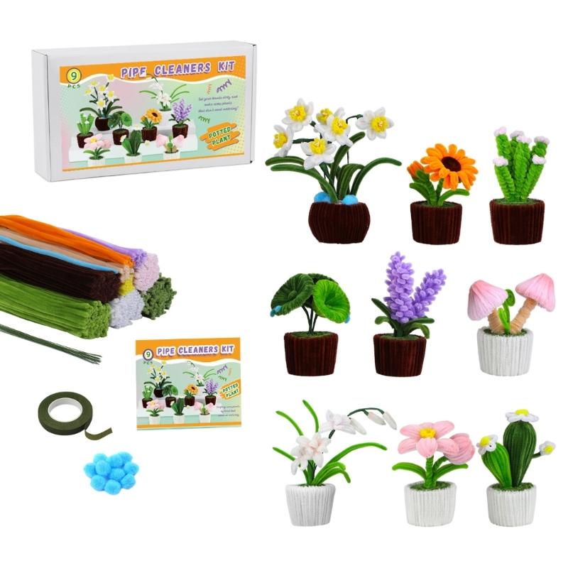 

Plant Pot Craft Set With Chenilles Stems and Decorative Accessories for Handmade Art Projects and Creative Gift 1
