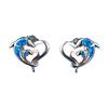 Dual Color Heart To Heart Blue Dolphin Earrings for Women Cute and Fashionable Ring