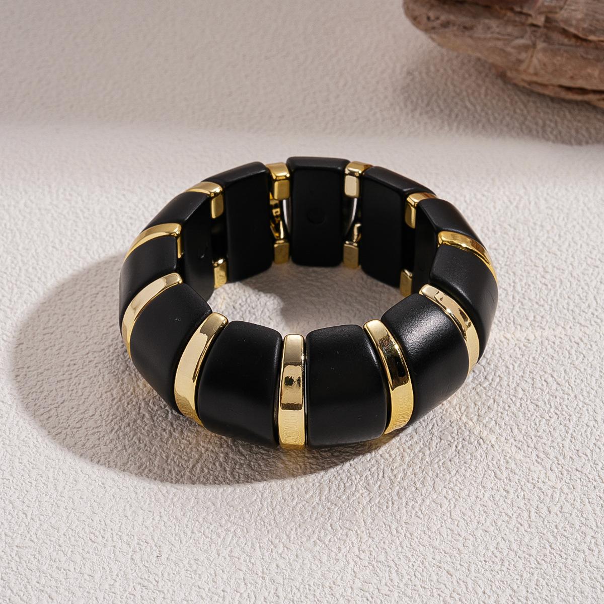 Exaggerated personalized acrylic oval elastic rope splicing bracelet ethnic style jewelry