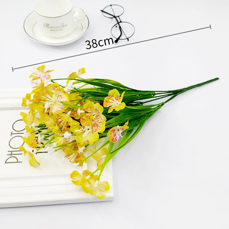 Artificial Daisy, Orchid, Sunflower & Green Plant Bunch for Bedroom Decoration