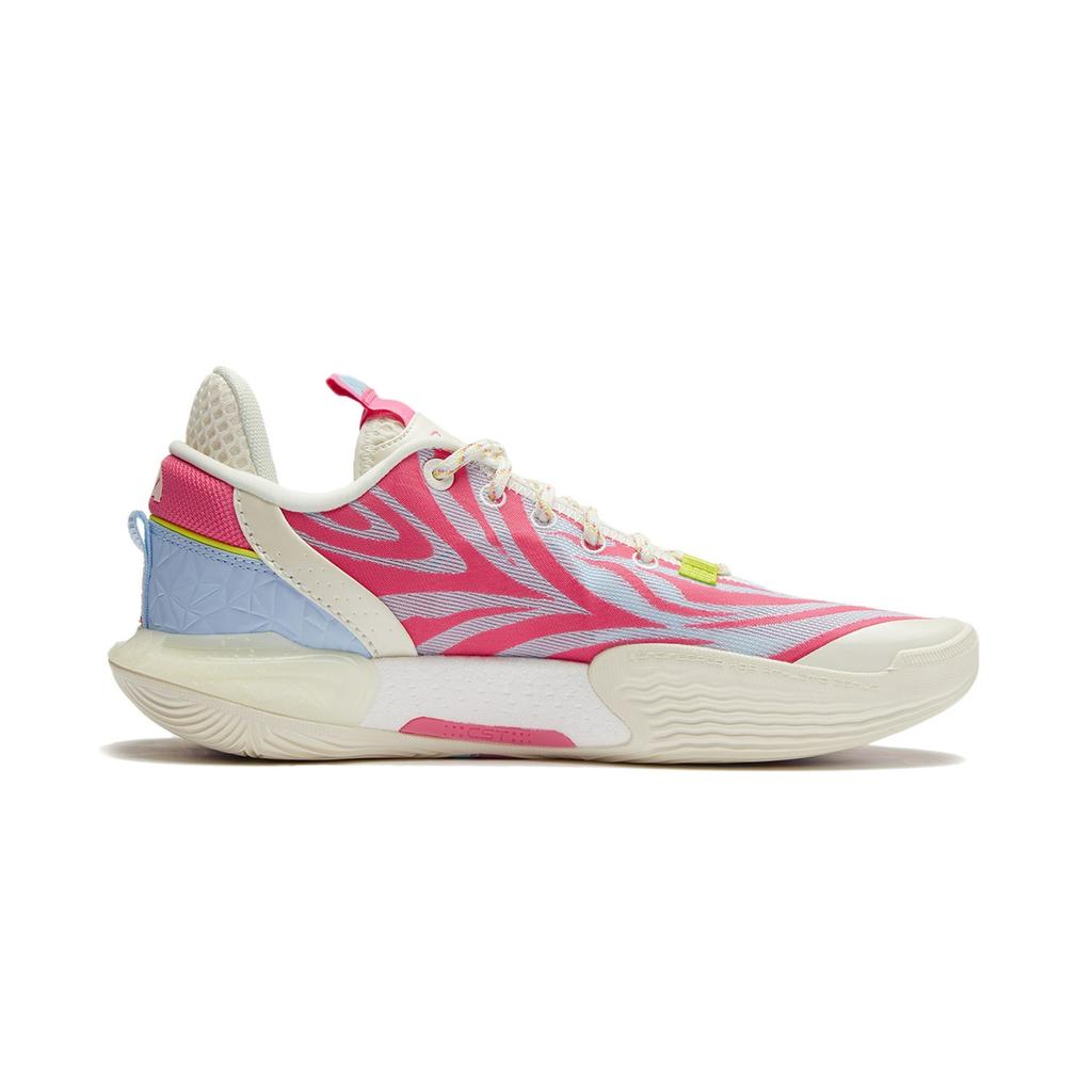 Li Ning All City 12 Amortiguación Antideslizante Resistente a la Abrasión Transpirable Caña Baja Zapatillas de Baloncesto para Hombre Rosa Azul ABAU023-8