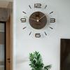 Stylish Glass Wall Clear and Wooden and Natural Modern Stylish and Simple Wood Color B Clock, Clear, Walnut, Clock, Design, Quiet, Handmade,