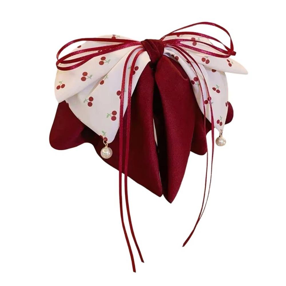 

High-end Feel Women s Ribbon Hair Claw Chinese Style Shark Clip Sweet Hairpin Hair Accessory красный