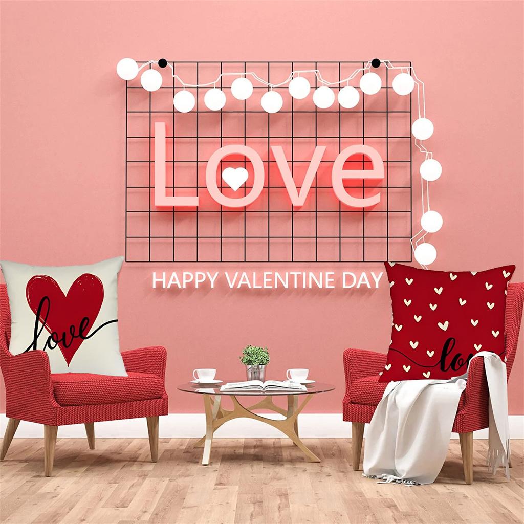 Valentines Day -ow Covers 18x18 Set Of 4 Love Heart Valentines Day Throw Pillows Decorative Cushion Cases Valentine Decorations