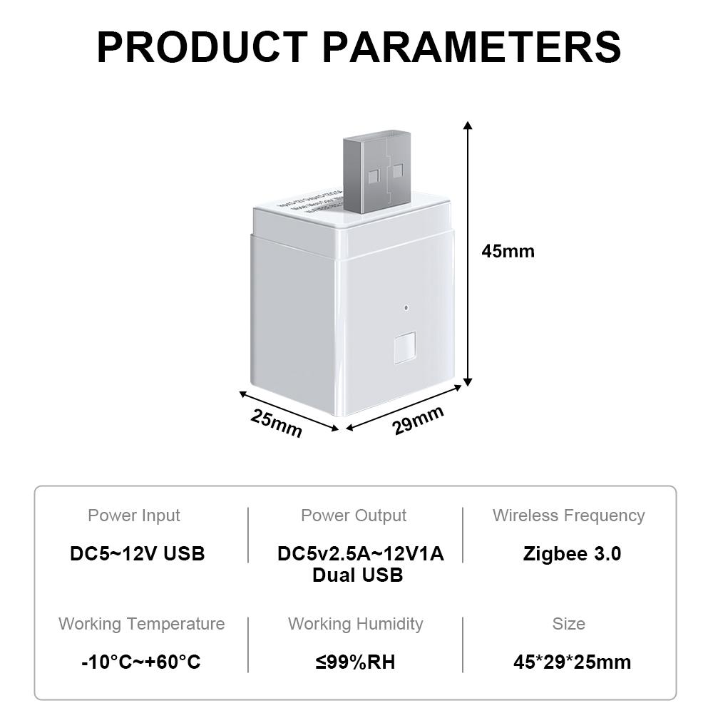 Tuya Smart Zigbee Micro 1 2 3 USB Adaptor Switch 5V Mini USB Power Adaptor Smart Life Control Via Alexa Google Yandex alice