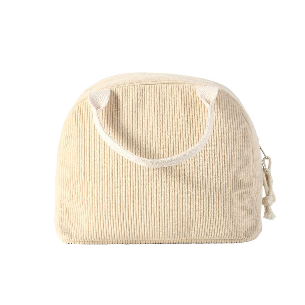 Corduroy Large-Capacity Insulated Lunch Bag for Women - Portable, Heat-Preserving Bento Tote