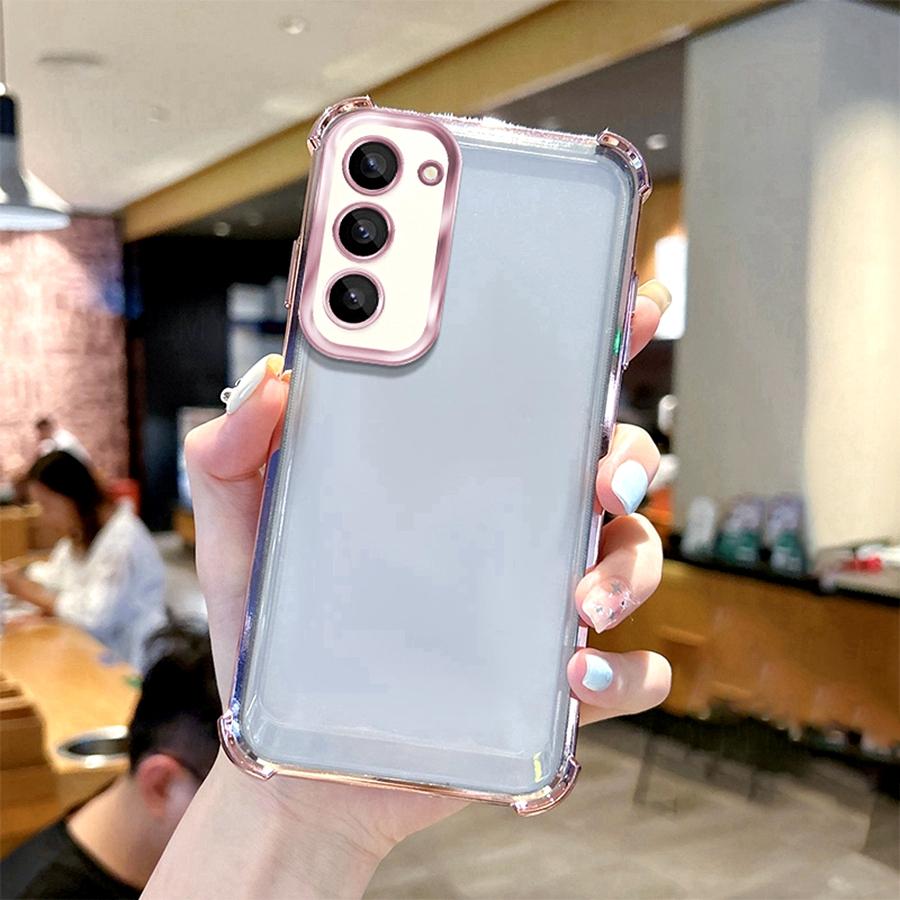 Airbag Shookproof Lens Case For Samsung Galaxy S20 S21 S23 Ultra S24 FE S25 Plus Edge Note 9 10 20 Plating Silicone Clear Cover
