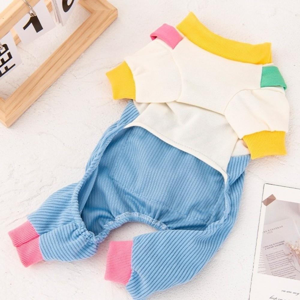 Fashion Warm Dog Overalls Soft Comfortable Dog Harness Clothing Macaron Color Four Legged Puppy Sweatshirt Autumn Winter