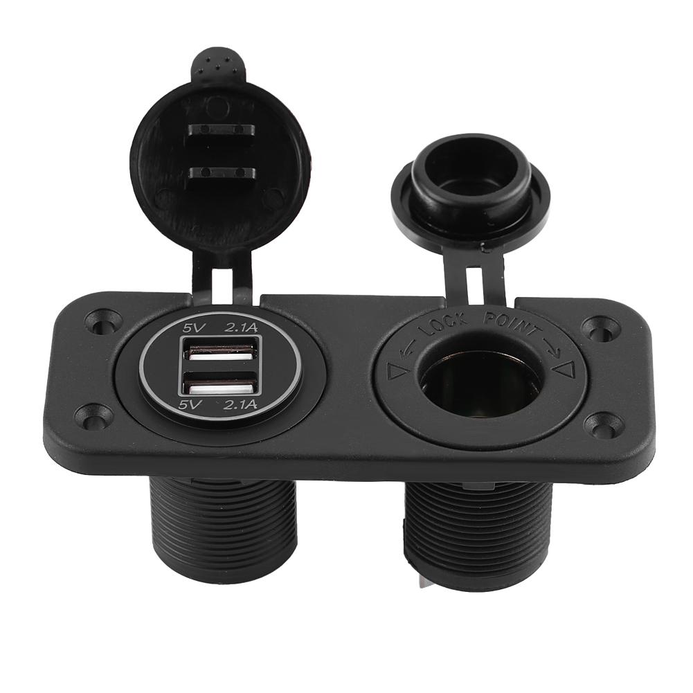 12V Cigarette Lighter Power Socket Adapter 4.2A Dual USB Charger for Car RV Yacht Bus
