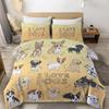 Cute Dogs Print Bedding Set Puppy Animal Duvet Cover Set 2/3 Pcs Watercolor Pastel Dog Paw Comforter Cover Pug Dog Lover Bed Set