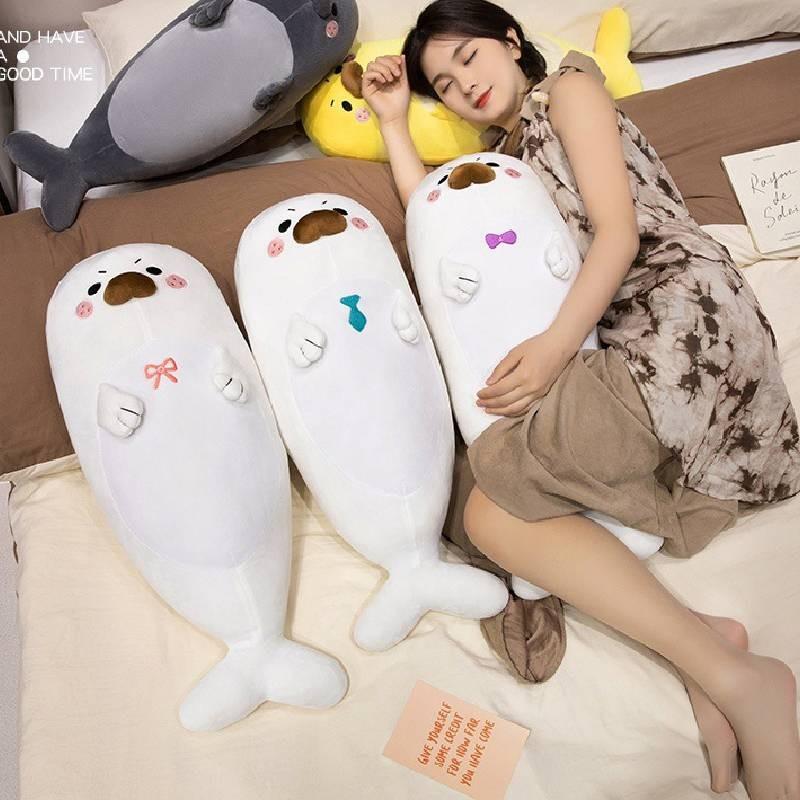 Bow Seal Tie Plush Toy Marine Animal Stuffed Doll Decoration Kids Gift 65cm