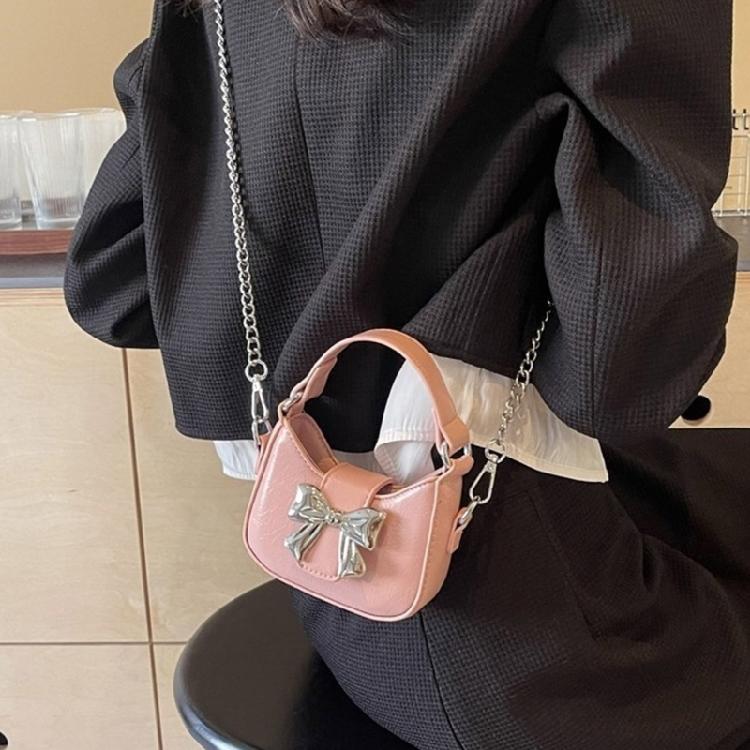 Chain Strap Messenger Bag for Women Bows Shoulder Bag PU Leather Crossbody Bag