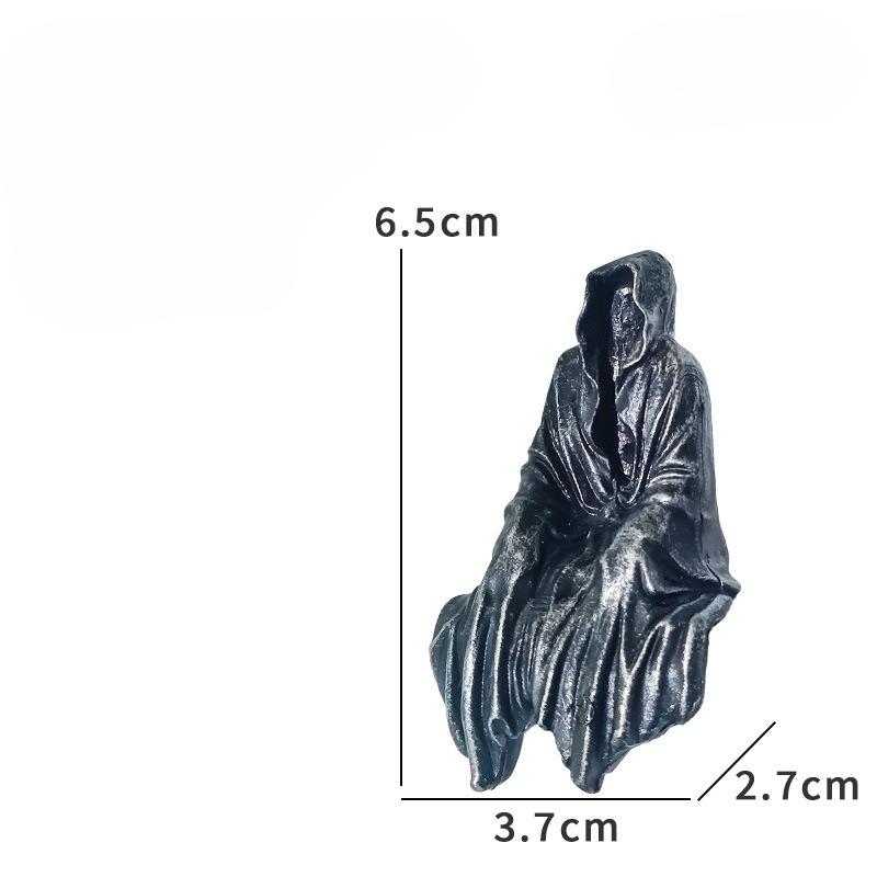 Schwarze Kleidung Mysteriöser Meister Ornament Horror Schwarz Gewandeter Nachtwandler Gothic Sitzend Harzhandwerk Ornament Desktop-Dekoration