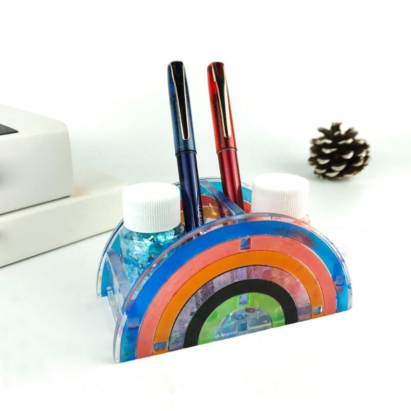 Multipurpose Rainbow Pen Holder Silicone Mould Versatile Castes Set for Home and Office Decoration and Jewelry Storage