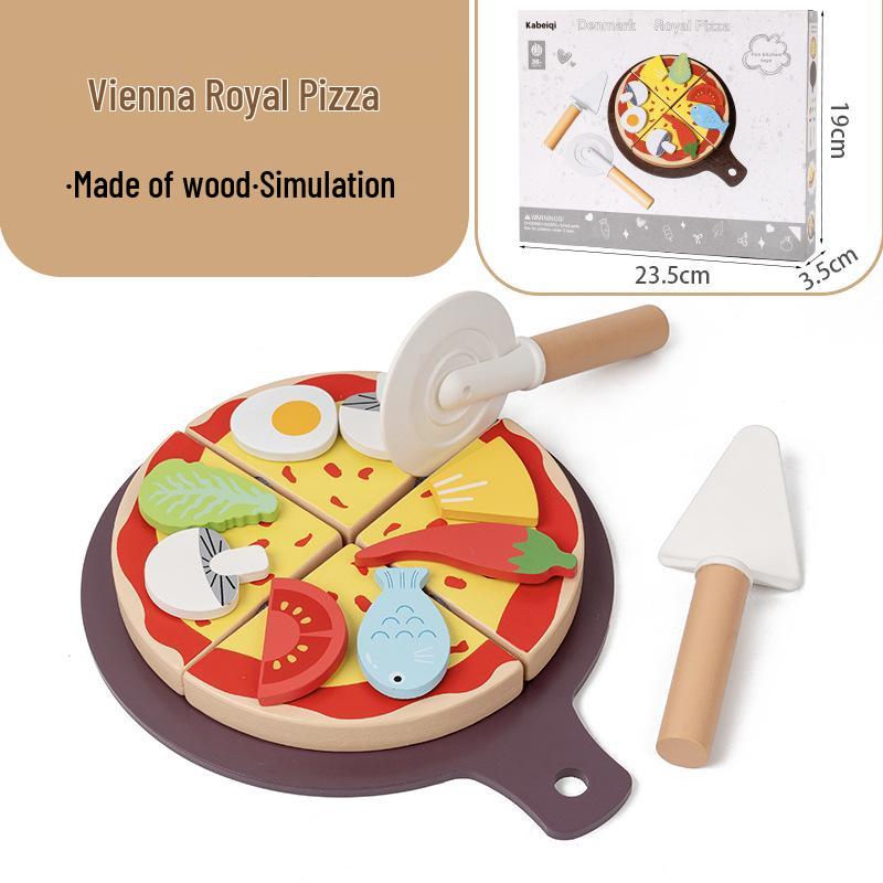Kids Wooden Pretend Play Pizza-Making Kitchen Set