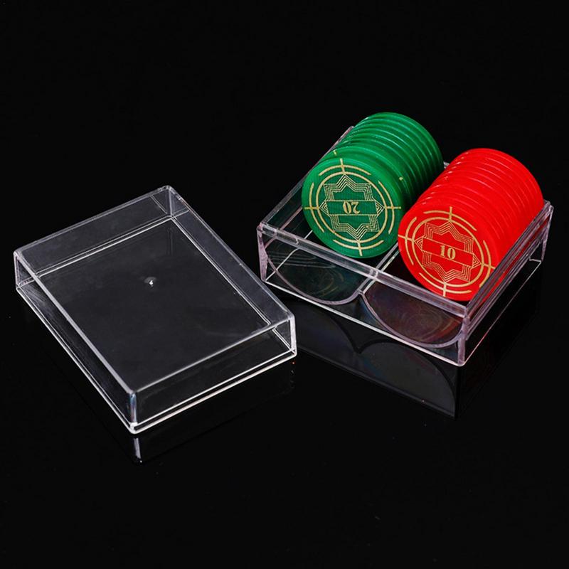 Poker Chips Box Acrylic Fine Chips Transparent Box Casino Gambling Chips Storage Case With Covers Coin Collection Holder Boxes