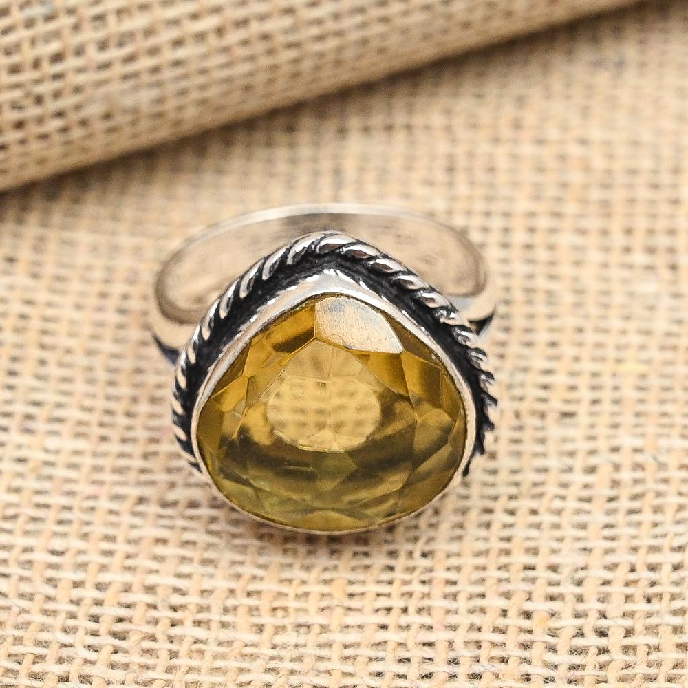 Citrine Gemstone Handmade 925 Solid Sterling Silver Jewelry Ring For Women