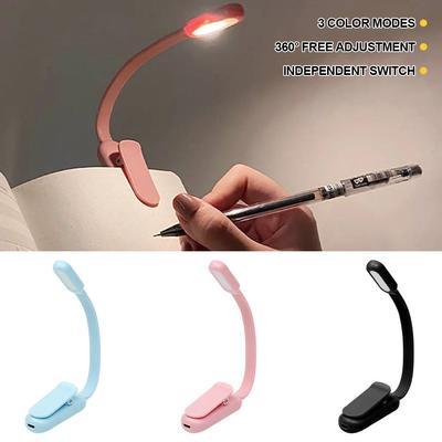 Mini Lampe de Lecture LED pour Livre 3 Luminosités Réglables Rechargeable par USB à Pince pour Voyage Chambre Dortoir Lecture
